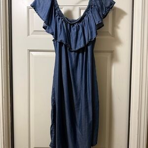 Tommy Bahama Denim Blue Ruffle Dress